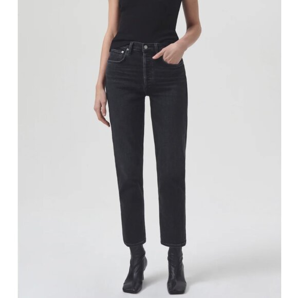 AGOLDE Riley High Rise Straight Crop (Stretch) Jeans Panoramic Sz 24 - Picture 1 of 16